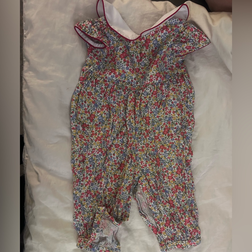 Floral Cotton Romper - Pink, Blue & Yellow